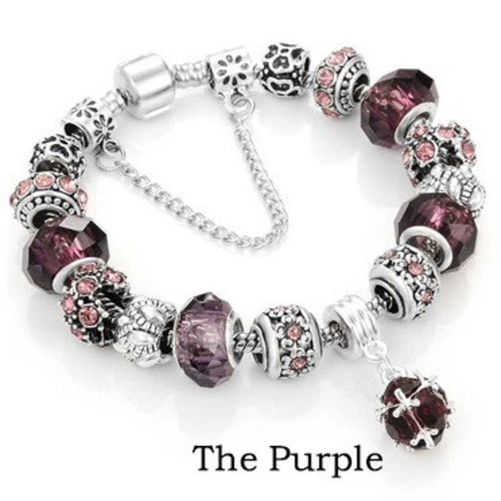 Charm Beads Bracelet - Purple